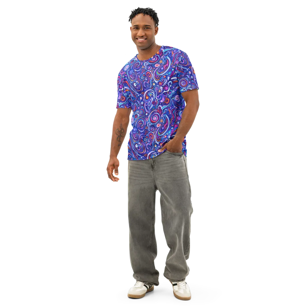 Cosmic Marbles on Men's Cotton Crew Neck T-Shirt — Front