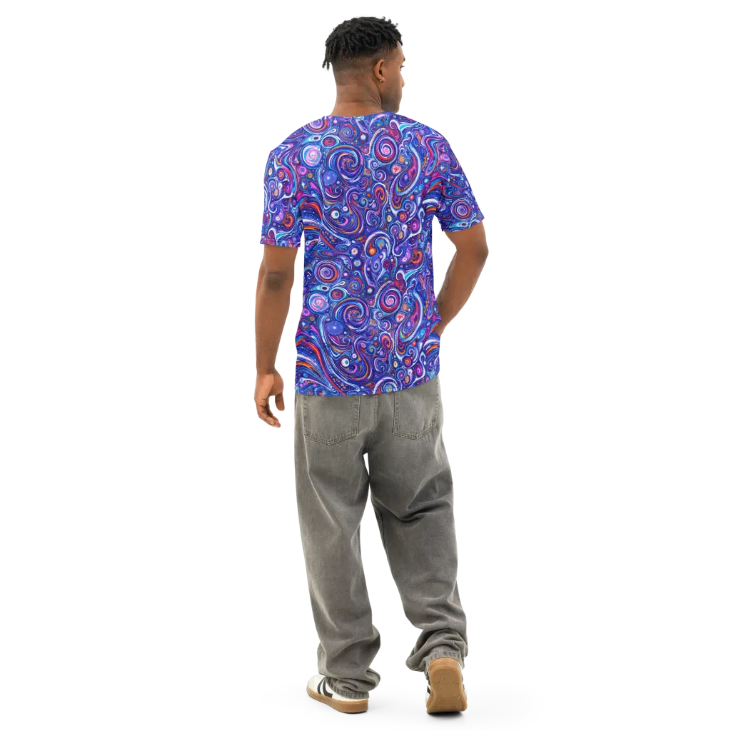 Cosmic Marbles on Men's Cotton Crew Neck T-Shirt — Back