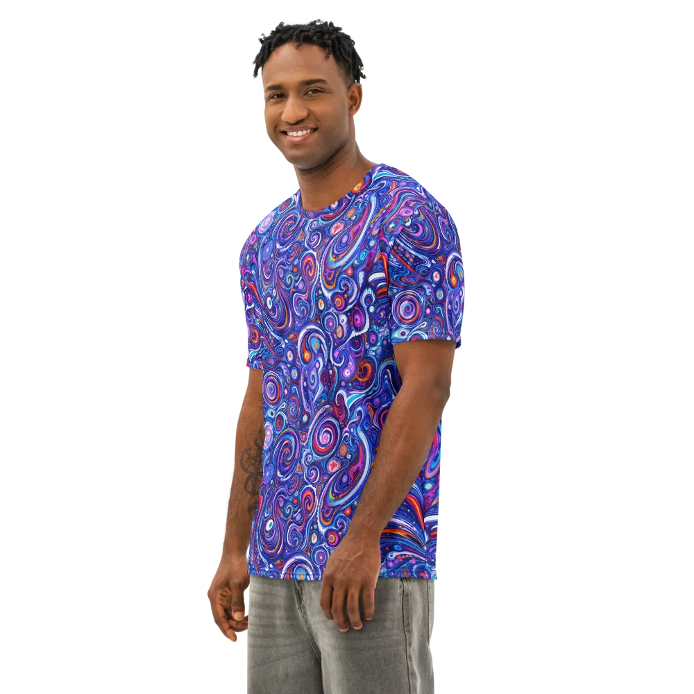 Cosmic Marbles on Men's Cotton Crew Neck T-Shirt — Left Front