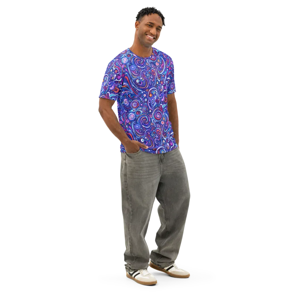 Cosmic Marbles on Men's Cotton Crew Neck T-Shirt — Right Front