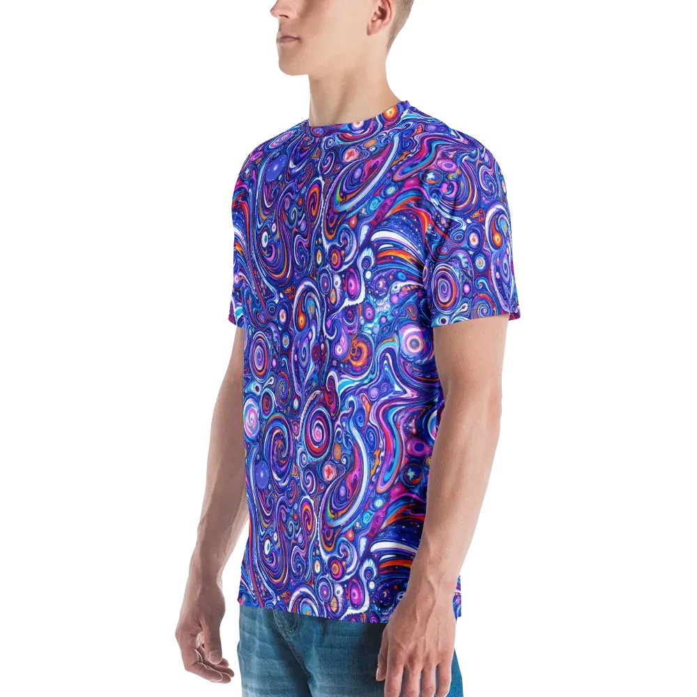Cosmic Marbles on Men's Crew Neck T-Shirt — Left