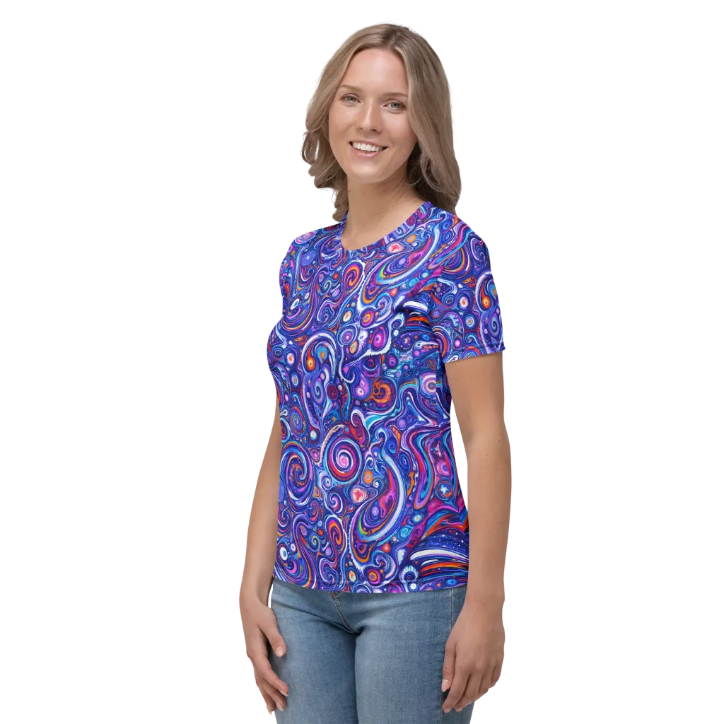 Cosmic Marbles on Women's Crew Neck T-Shirt — Left sleeve
