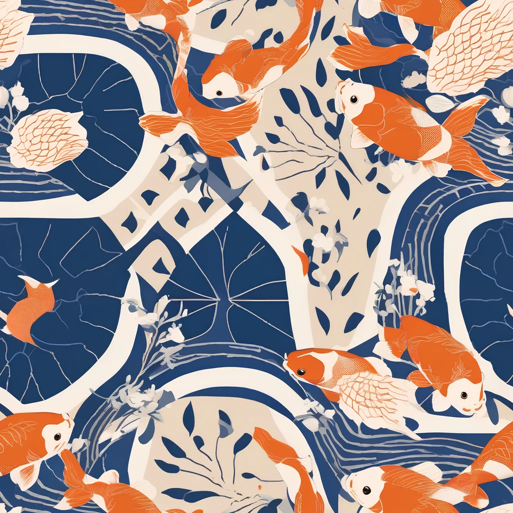 The Indigo Koi Garden pattern