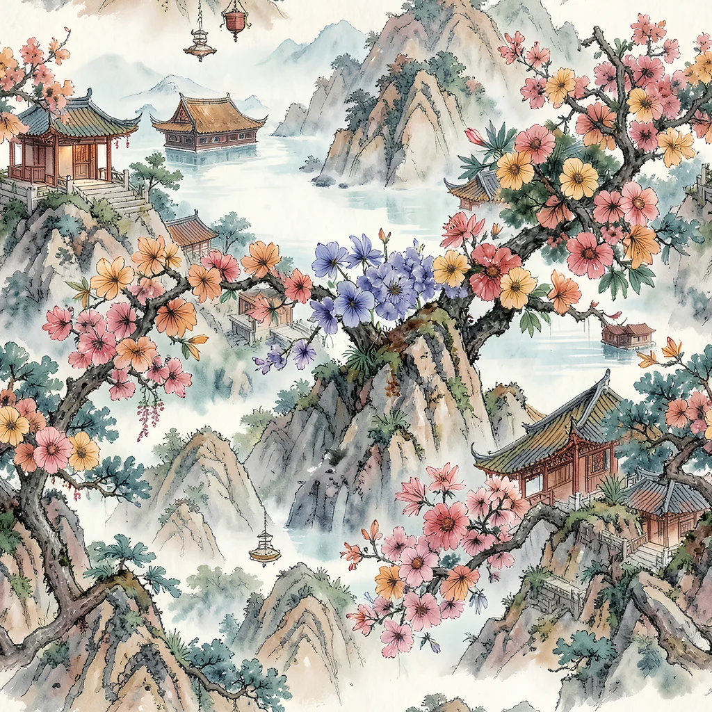 The Jade Mountain Blossom pattern